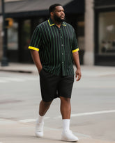Big & Tall Men's Street Fashion Daily Casual Striped Shirt Shorts Suit