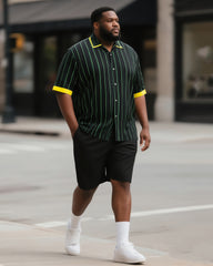 Big & Tall Men's Street Fashion Daily Casual Striped Shirt Shorts Suit