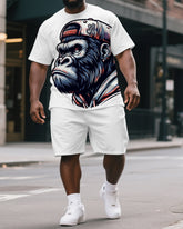 Men's Cool Gorillas Silhouette Print Big & Tall Laid-back Short-Sleeve T-shirt & Short Set