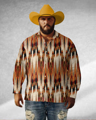 Western Denim Series Long Sleeve Lapel Shirt Big Men's