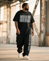 Big & Tall Men's Graffiti CHILD OF GOD Alphabet Print T-Shirt Trousers Suit