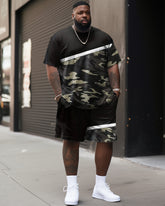 Street Casual Patchwork Camouflage Print Big Men's Set