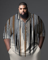 Men's Big & Tall Abstract Graphic Zip Polo Shirt & Pants 2-Piece Set