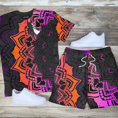 Men's Casual Print Short Sleeve Suits