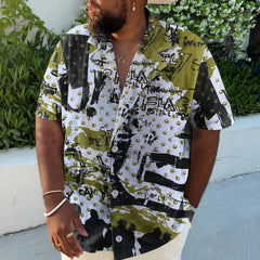Vintage Men's Plus Size Hip-Hop Element Shirt