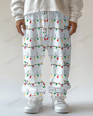 Christmas Lights Printed Men's Loose Plus Size Straight Pants