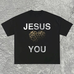 Big & Tall Men's JESUS Love You T-shirt Denim Pants Suit