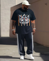 Casual Simple Graffiti Expression Print Men's Large Suit