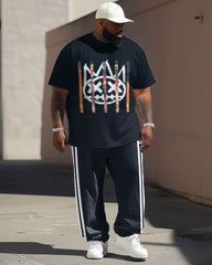 Casual Simple Graffiti Expression Print Men's Large Suit