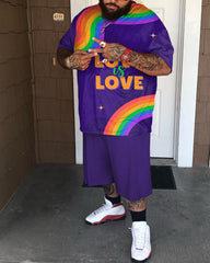 Men's Plus Size Love Is Love Two-Piece Set