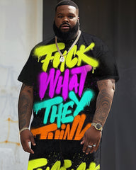 Street Hip Hop Large Letter Print Large Men's Set