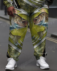 Men's Street Fashion Fish Hook Print Plus Size Hoodie Suit