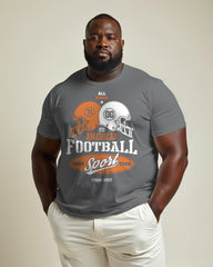 100% Cotton-Rugby Men's Grey Plus Size Short Sleeve T-Shirt