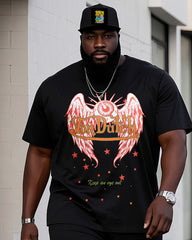 Big Boy Street Fashion Angel Wings Print Short Sleeve Trousers Suit