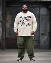 Big & Tall Men's Graffiti Letter Print Long Sleeve T-Shirt Pants Suit