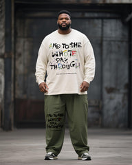Big & Tall Men's Graffiti Letter Print Long Sleeve T-Shirt Pants Suit