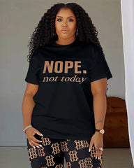 Women's Big & Tall Nope Not Today T-Shirt and Trousers Set