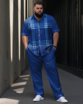 Big Guys Business Classic Check Short Sleeve Shirt Trousers Set