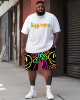 Colorful Smiley Face Letter Print Large Men's Suit