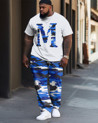 Big Guys Casual Camouflage Short Sleeve T-shirt and Pants Set