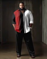 Men's Plus Size Business Red and Black Rambler Two-Piece Set