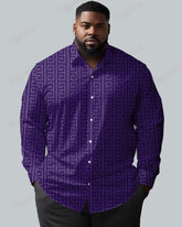 High-grade Jacquard Texture Long Sleeve Lapel Shirt Men's Big and Tall