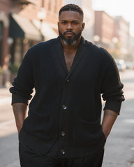 M-2XL Knitted Cardigan Lapel Long Sleeve Sweater Coat