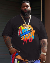 Street Casual Colorful Graffiti Print Large Men's Suit