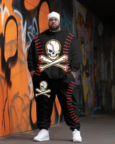 Men's Plus Size Baseball Skull Hoodie Suit