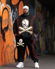 Men's Plus Size Baseball Skull Hoodie Suit