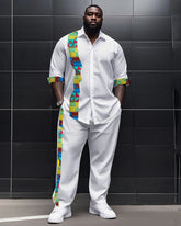 Big Boy Essential African Impression Totem Print Long Sleeve Shirt Trousers Suit