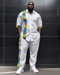 Big Boy Essential African Impression Totem Print Long Sleeve Shirt Trousers Suit