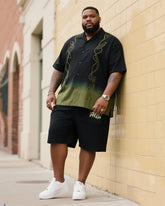 Big Man's Gradient Short Sleeve Shirt Dream Micro Standard Shorts Suit
