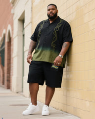 Big Man's Gradient Short Sleeve Shirt Dream Micro Standard Shorts Suit