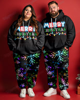 Couple Merry Christmas Alphabet Print Big & Tall Hoodie Set