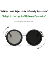 ND 9 - Level Adjustable Dimming Sunglasses, Infinite Rotation Filter, Retro Personalized Polarized Sunglasses, Steampunk Style