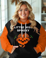 Women's Plus Simple Fashion Little Miss Spooky Print Long-sleeved Hoodie