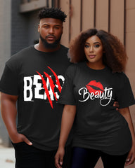 Couple's Large and Tall Beauty Round Neck Short Sleeve T-Shirt