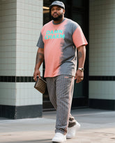 Big Boy Street Fashion Gradient Damn English Print Short Sleeve Trousers Suit