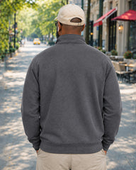 Big & Tall Men's Long Sleeve Stand Collar Quarter Zip Casual Sweatshirt