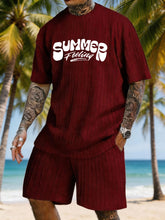 "SUMMER Feeling" Print Texture Large Size Vacation Suit