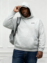Large Size Men's Autumn And Winter Warm Cotton Hoodie-gray Chest Handmade Three-dimensional Printing "hope" Slogan