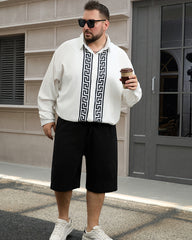 Men's Plus Size Simple Geometric Stripes Long Sleeve Shirt