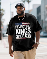 Big & Tall Men's Letter Slogan American Retro Printed Short Sleeve T-Shirt