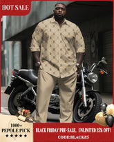 Big & Tall Men's Business Khakis B Letter Dotted Pattern Printed Long Sleeve Shirt Pants Suit