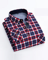 Big & Tall Men's Double-sided Velvet Padded Plaid Long Sleeve Shirt L-8XL