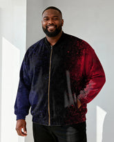Big & Tall Men's Star Splash Ink Gradient Print Zip Long Sleeve Jacket