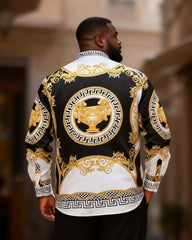 Big & Tall Men's Checkerboard Contrast Print Long Sleeve Shirt