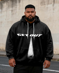 Big & Tall Men's Black & White GET OUT Graffiti-Print Hoodie