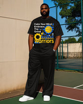 Big Men's Street Fashion Mechanical Basketball Letter Printed Short Sleeve T-shirt Pants Set